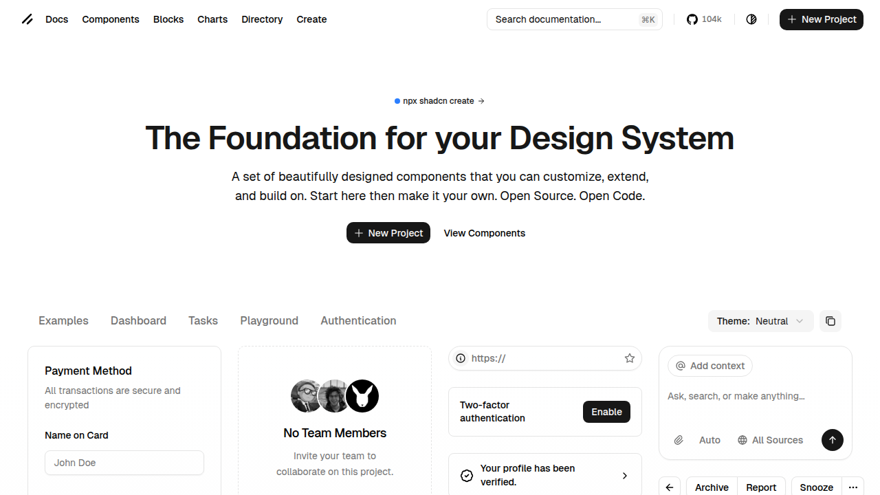 shadcn/ui Components